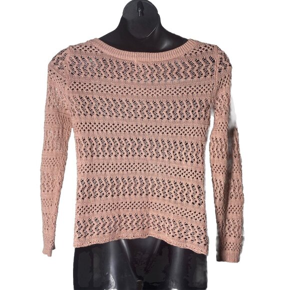 a.n.a. A New Approach Pink Medium Loose Open Knit Sweater Beach Fall Vacation - Picture 2 of 14